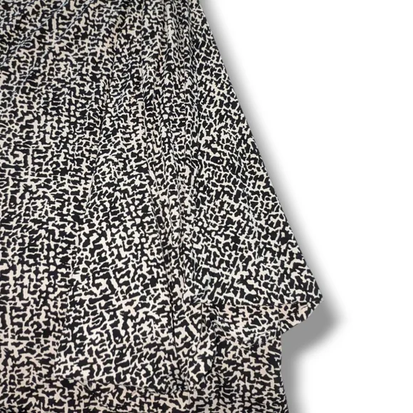 Lauren Ralph Lauren Black White Printed Ruched A Line Jersey Knit Dress Size 8 - Picture 4 of 12